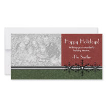 Red Pinstripe Holiday Snowflake Photo Card photo cards by PheteFirst Red Pinstripe Holiday Snowflake Photo Card photo cards