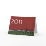 Red Pinstripe New Year's Snowflake Card