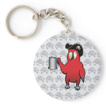 Red Pirate Parrot with a tankard Keychains