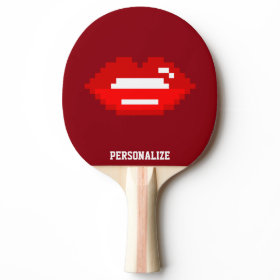 Red pixel kiss table tennis ping pong paddle