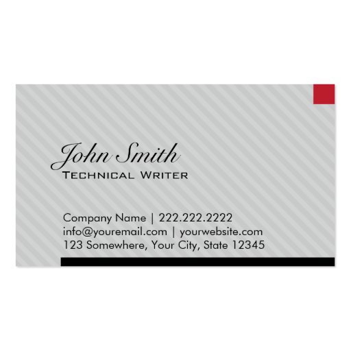 Red Pixel Technical Writer Business Card (front side)
