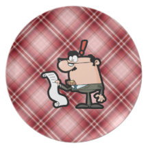 Red Plaid Accountant Dinner Plate