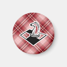 Red Plaid Chess Fridge Magnet