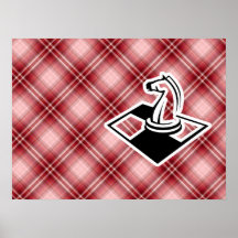 Red Plaid Chess Posters