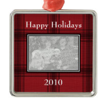 Red Plaid Custom Photo Ornament ornaments