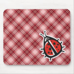 Red Plaid Cute Ladybug Mouse Pads