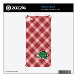 Red Plaid Cute Turtle iPhone 4S Decal
