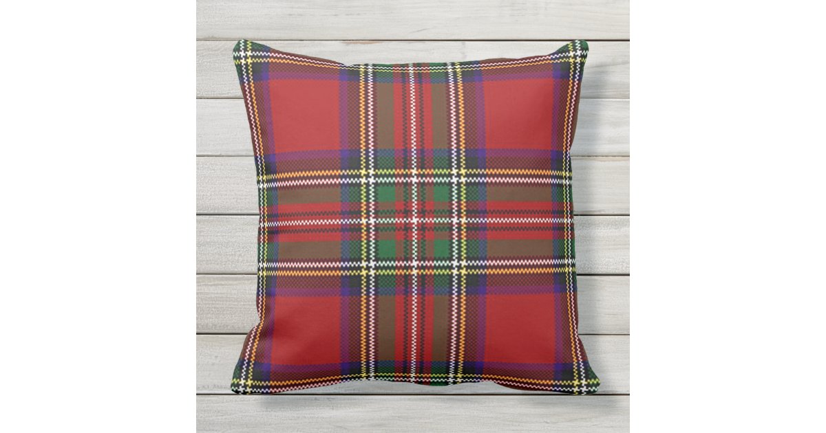 Red Plaid Design Outdoor Throw Pillow Zazzle