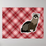 Red Plaid Ferret Poster