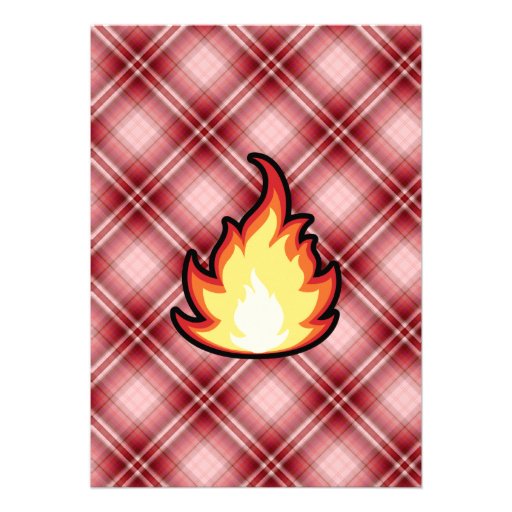 Red Plaid Fire Flame Personalized Invites