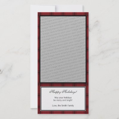 Red Plaid Happy Holidays Vertical Photo Card