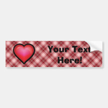 Red Plaid Heart Bumper Stickers