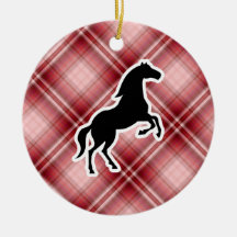 Red Plaid Horse Christmas Ornament