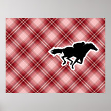 Red Plaid Horse Racing Poster