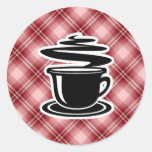 Red Plaid Hot Coffee Stickers
