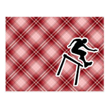 Red Plaid Hurdler Postcard