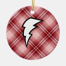 Red Plaid Lightning Bolt Ornament