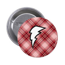 Red Plaid Lightning Bolt Pin