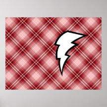 Red Plaid Lightning Bolt Posters