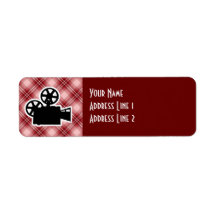 Red Plaid Movie Camera Labels