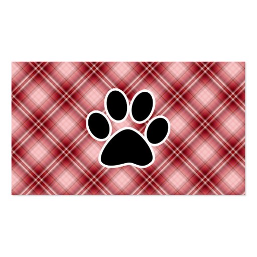 Red Plaid Paw Print Business Cards (back side)