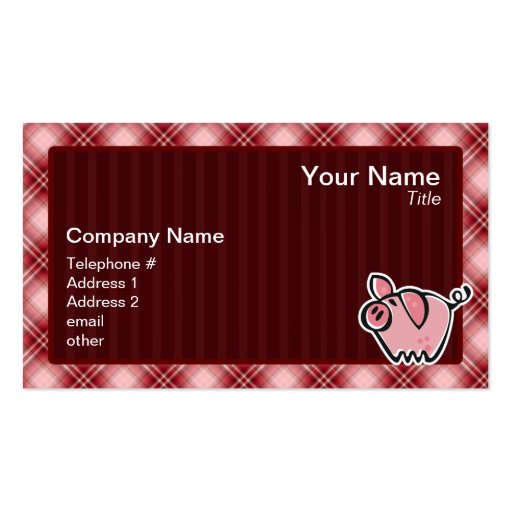 Red Plaid Pig Business Cards