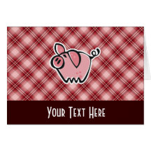 Red Plaid Pig Card