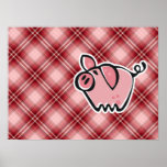Red Plaid Pig Print