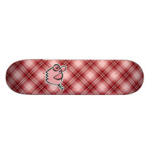 Red Plaid Pig Skate Board
