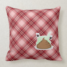 Red Plaid Poop Pillow