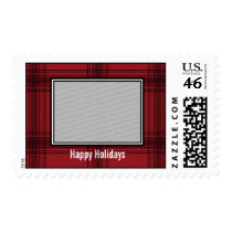 Red Plaid Postage Stamp stamps