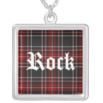Red Plaid Rock Necklace necklaces