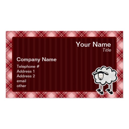 Red Plaid Sheep Business Cards (front side)