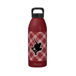 Red Plaid Skateboarding Reusable Water Bottle