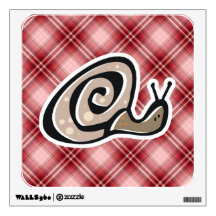 Red Plaid Snail Wall Decals