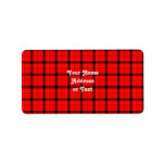 Red Plaid Tartan Fabric Background Address Label