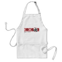 Red Plaid Tropical Flowers Apron