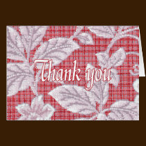 Red Plaid Vintage Wallpaper Thank You cards