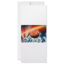 Red planet over mountains with backlighting rack card design