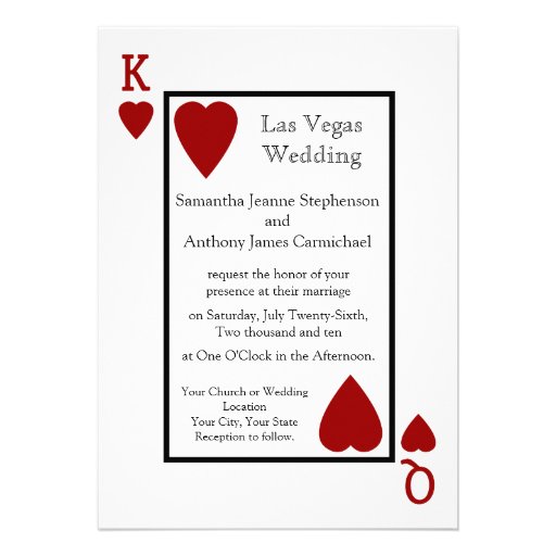 Red Playing Card Wedding Invitations (front side)