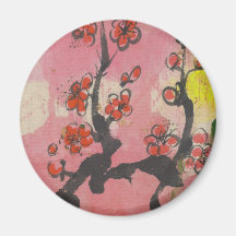 Red Plum Blossoms Fridge Magnets
