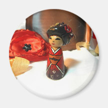 Red Plum Kokeshi Fridge Magnet