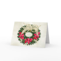 Red Poinsetta Christmas Wreath cards