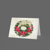 Red Poinsetta Christmas Wreath cards