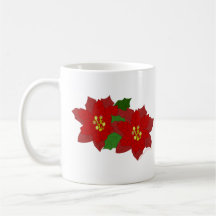 Red Poinsettia Flower Christmas Blossom Coffee Mug