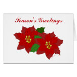 Red Poinsettia Flower Season's Greetings Template Greeting Card