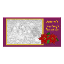 Red Poinsettia Photo Card Template (wine gold) photo cards by alinaspencil Red Poinsettia Photo Card Template (wine gold) photo cards