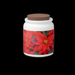 Red Poinsettias Candy Jar