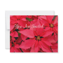 Red Poinsettias Christmas Holiday Invitations