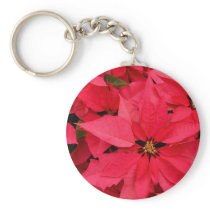 Red Poinsettias Christmas Key Chain